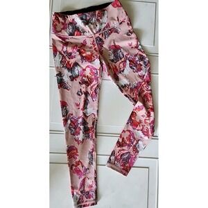 Victoria Sport Knockout‎ Tight Leggings Pink Abstract Floral Activewear MEDIUM